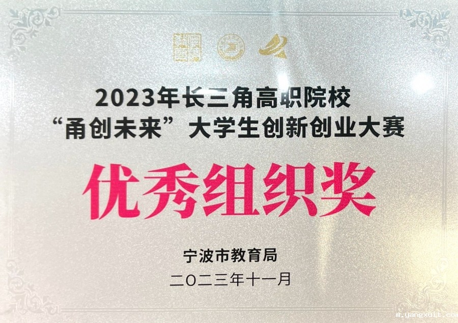 2023年长三角高职院校“甬创未来”大学生创新创业大赛优秀组织奖